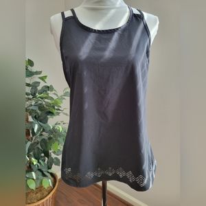 Athleta Go Time Black Laser Cut Tank Top M